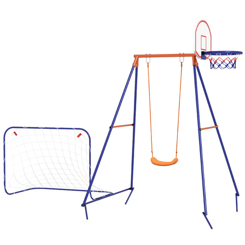 Kids Outdoor Swing, Basketball Hoop, Football Goal, 3-8 Years