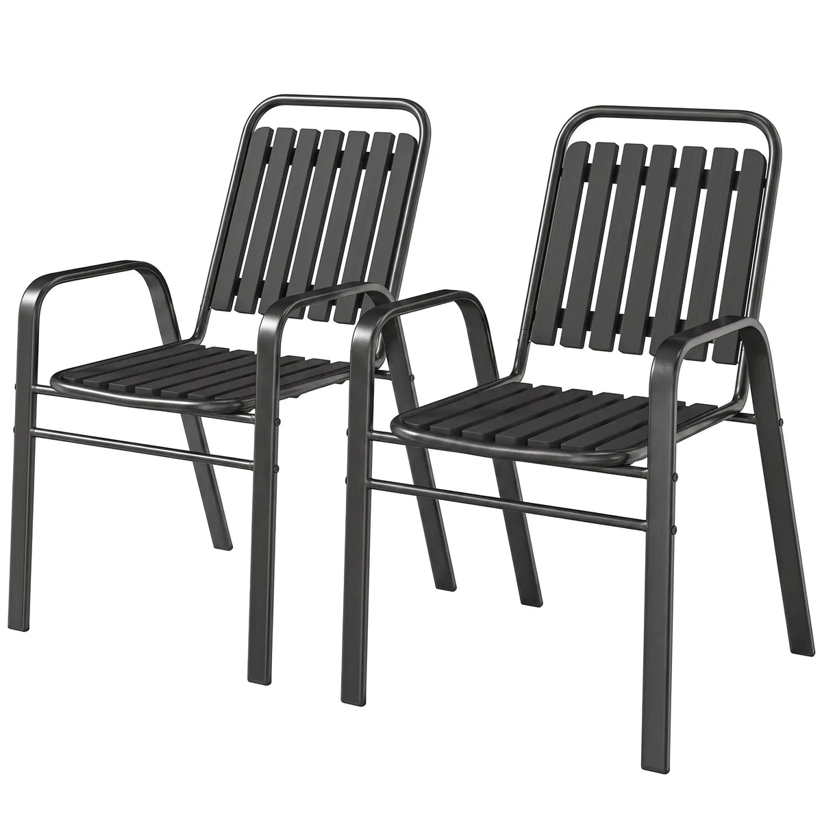 Stackable Outdoor Dining Chairs Set Of 2, Black Patio Chairs Black at Gallery Canada