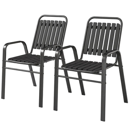 Stackable Outdoor Dining Chairs Set Of 2, Black Patio Chairs Black at Gallery Canada