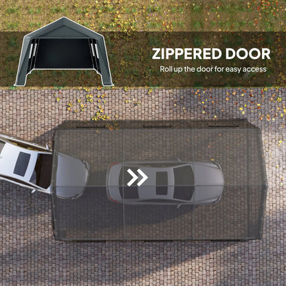 20 x 13 ft Portable Garage, Steel Frame, PE Canopy, Dark Grey Car Shelters at Gallery Canada
