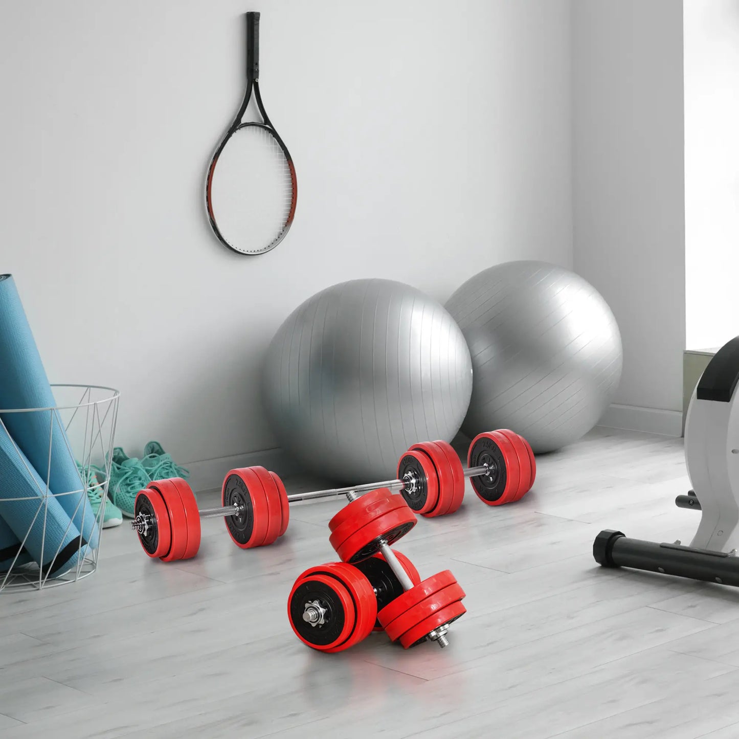 66lbs 2-In-1 Dumbbell, Barbell Adjustable Set, Strength Exercise Dumbbells & Barbells at Gallery Canada