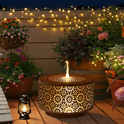 Outdoor Water Fountain with LED Lights, 10" Tall, Adjustable Flow, Brown Water Fountains at Gallery Canada