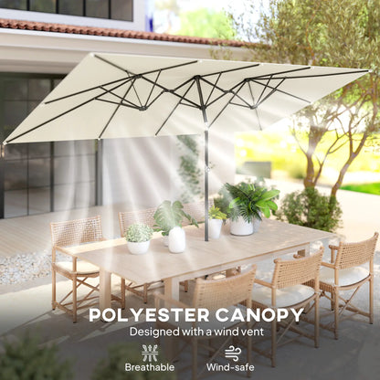 Double-Sided Patio Umbrella With Tilt, Adjustable Height, Vents, 12 Ribs, White Double-sided Umbrellas at Gallery Canada