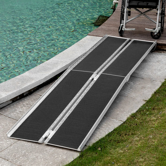 10ft Foldable Wheelchair Ramp, Non-Skid, Portable Aluminium Knee Walker & Wheelchair Ramps Black, Silver at Gallery Canada