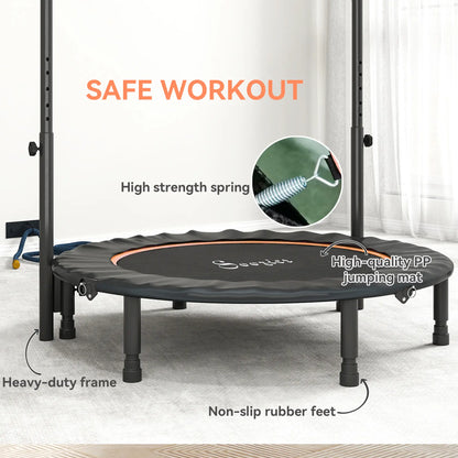 45" Foldable Mini Fitness Trampoline, Adjustable Foam Handle, Orange Trampolines at Gallery Canada