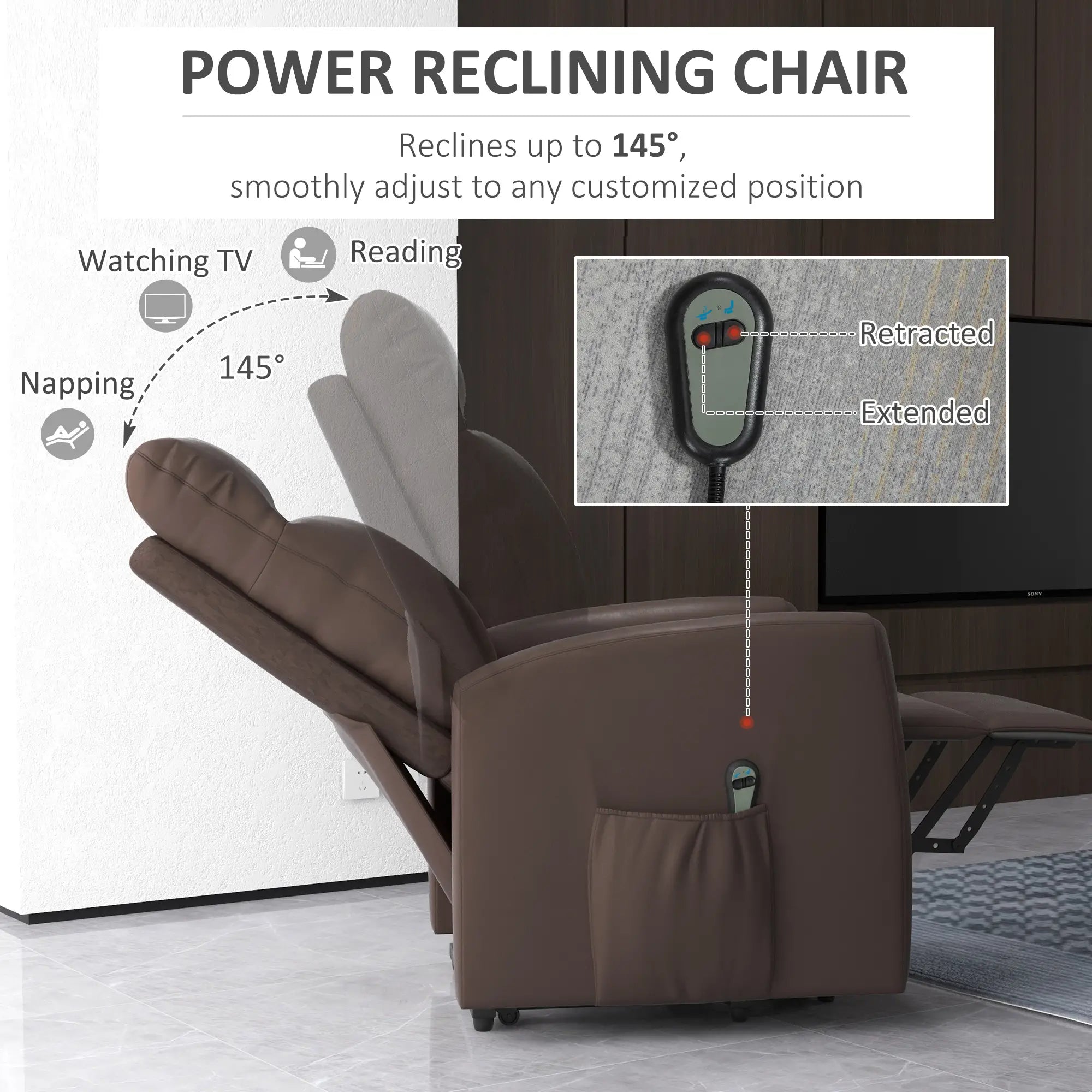 Power Lift Recliner Chair, Remote Control, Side Pocket, Brown Electric Power Lift Chairs at Gallery Canada