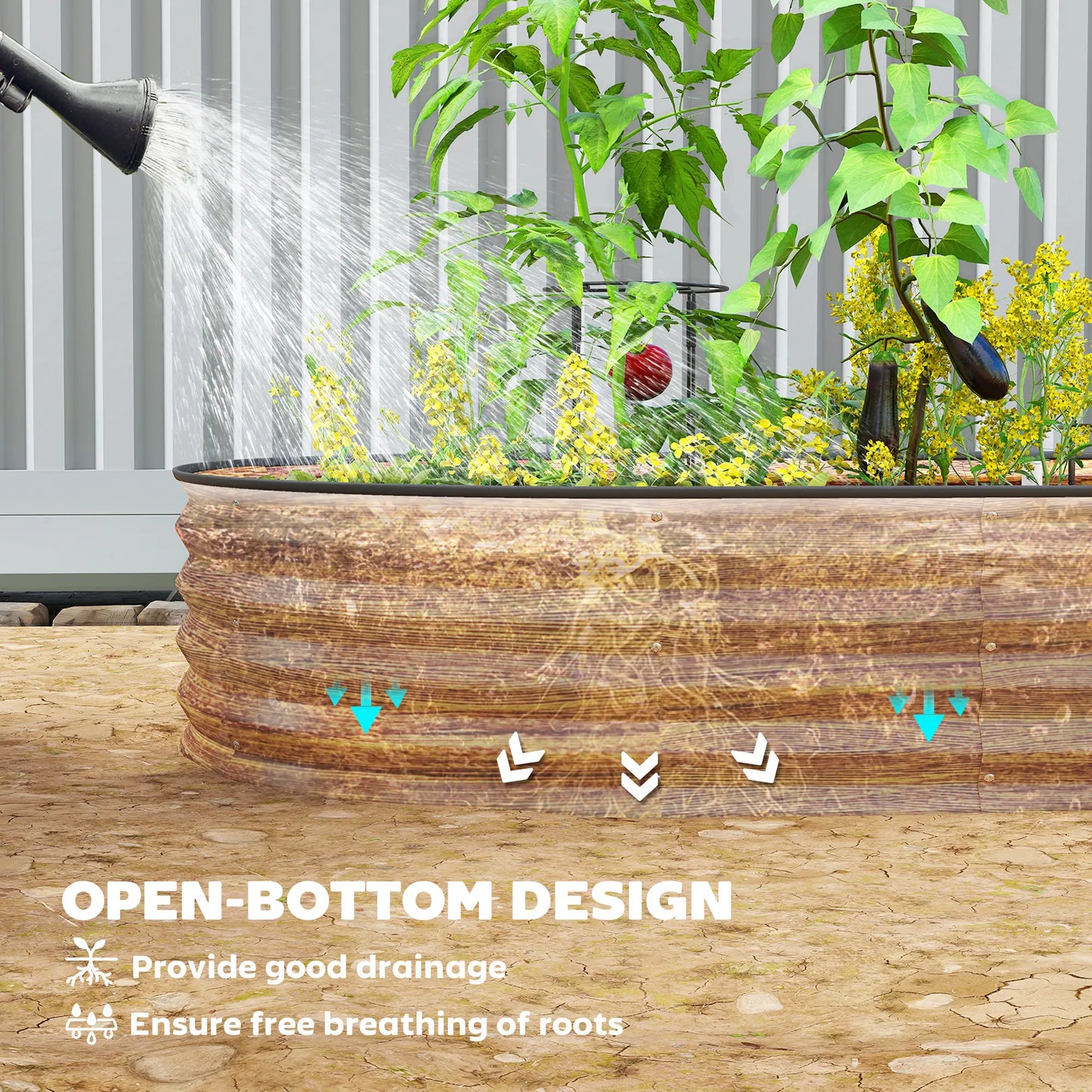 Large Outdoor Planter Box, 7' x 3' x 1', Galvanized Raised Garden Bed, Brown Galvanized Planter Boxes at Gallery Canada