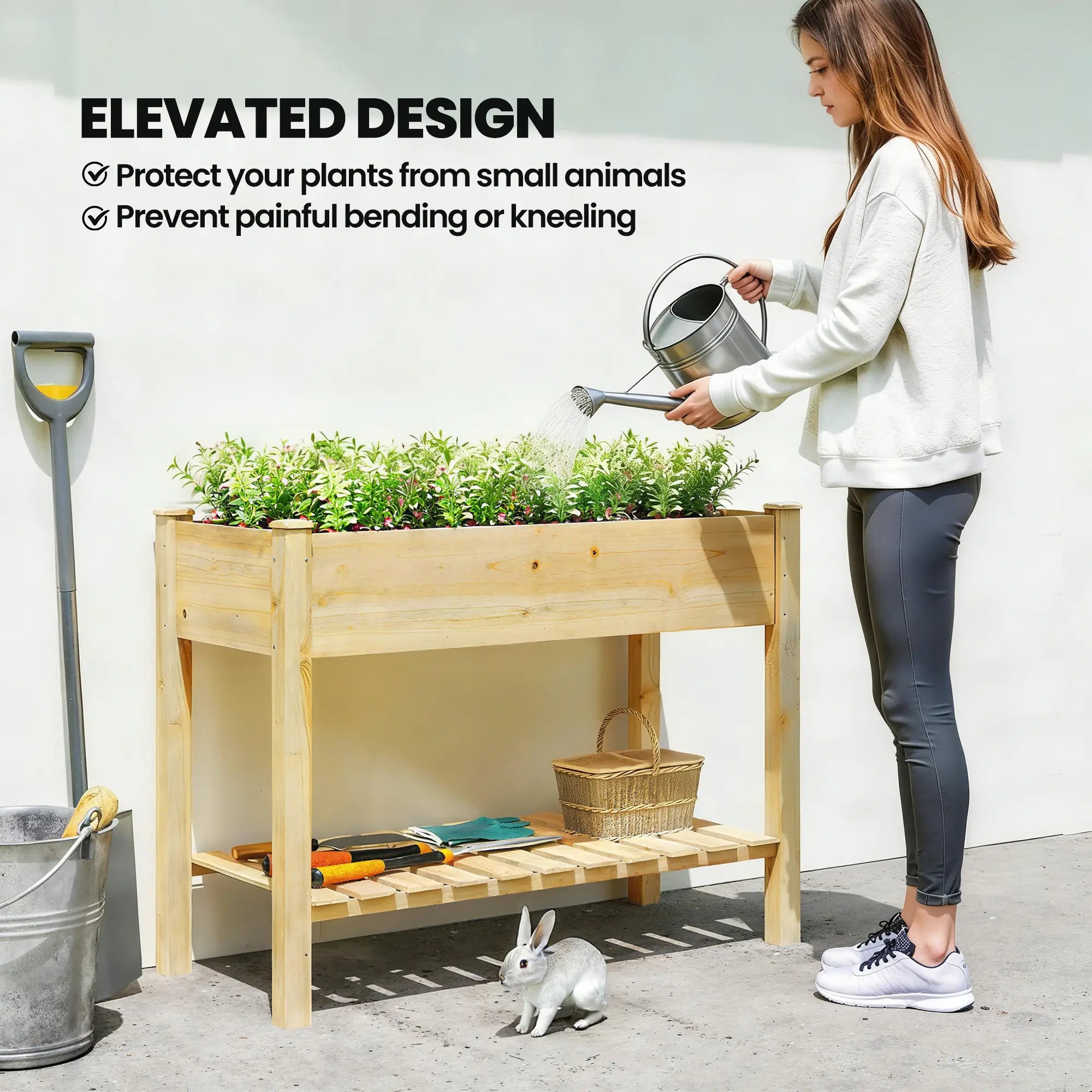 Elevated Planter Box With Legs, Storage Shelf, Raised Garden Bed, Natural Elevated Garden Beds at Gallery Canada