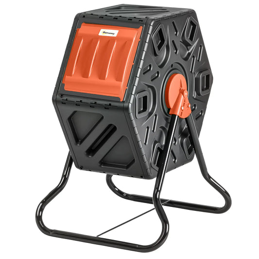 Rotating Composter Bin, 17 Gallon, 24 Vents, Steel Legs, Orange Outdoor Compost Bin Black and Orange at Gallery Canada
