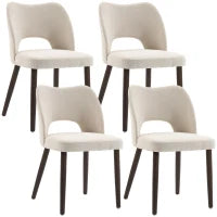 Upholstered Dining Chairs Set, Cream White