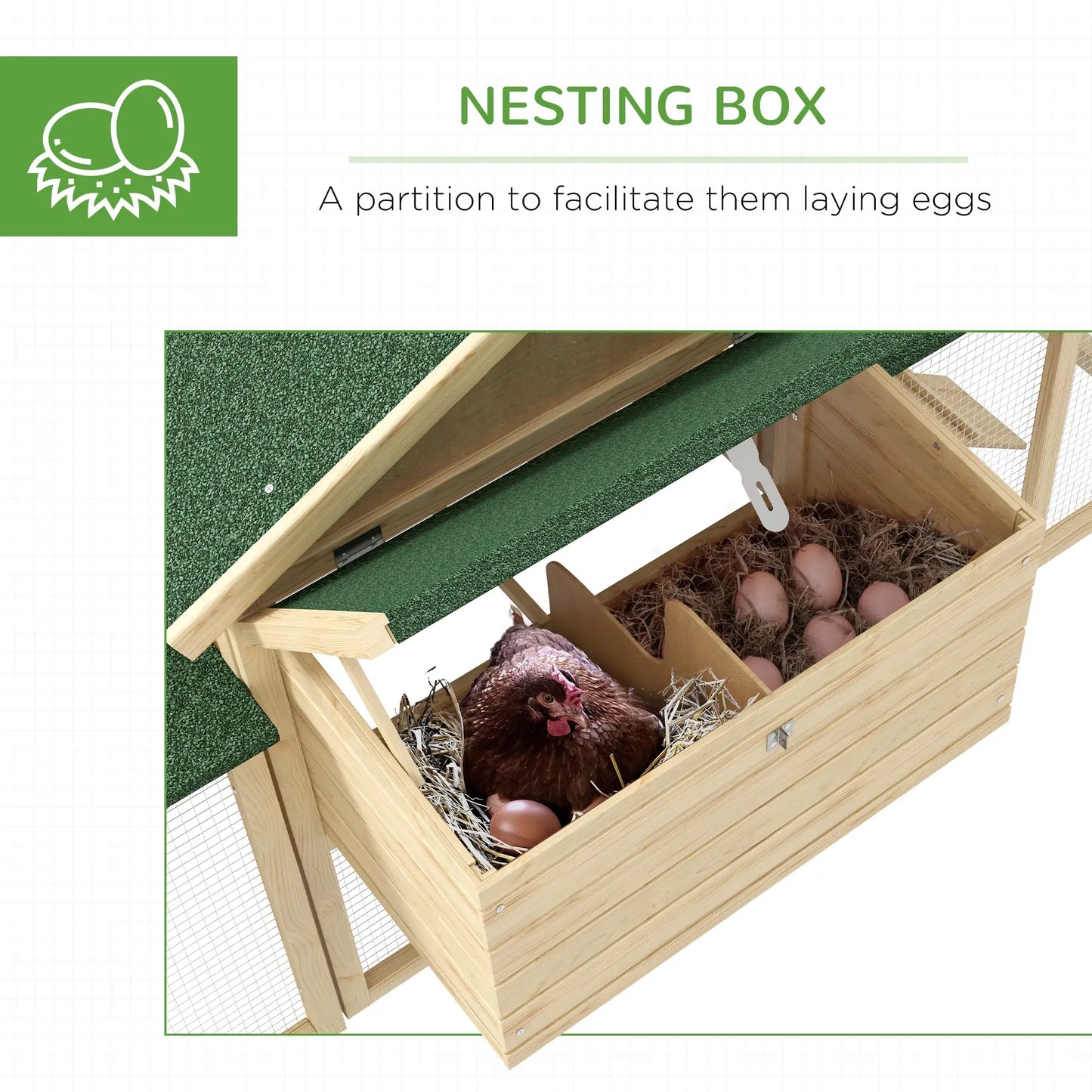 Wooden Chicken Coop, Large Rabbit Hutch with Nesting Box, Run, Ramp Chicken Coops at Gallery Canada