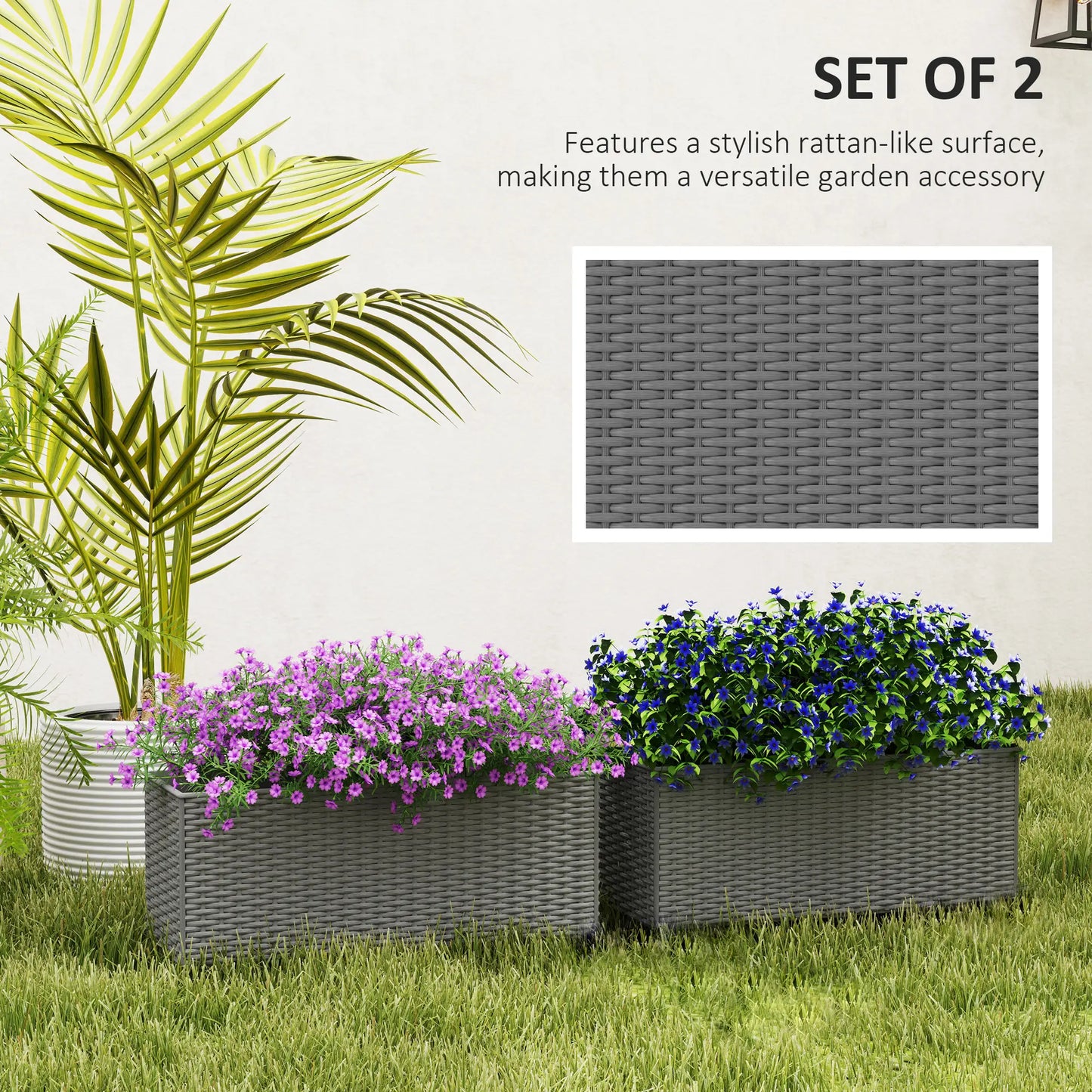 2 Pack 20 Inch Hanging Flower Pots, Railing Planter Box, Grey Planter Set at Gallery Canada