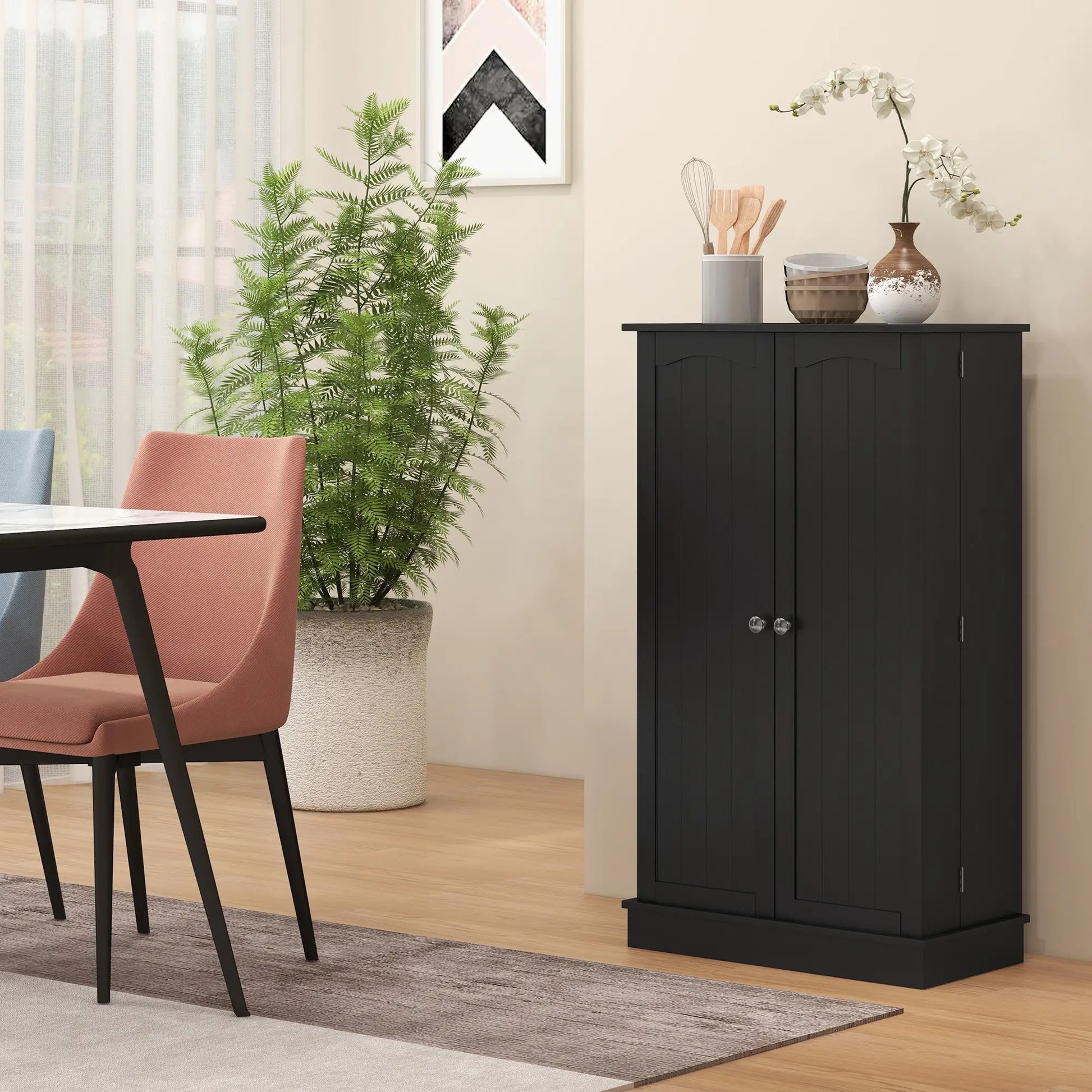 41" Storage Cabinet, 2-Door Kitchen Pantry, 5-Tier Shelving, Black Kitchen Pantry Cabinets at Gallery Canada