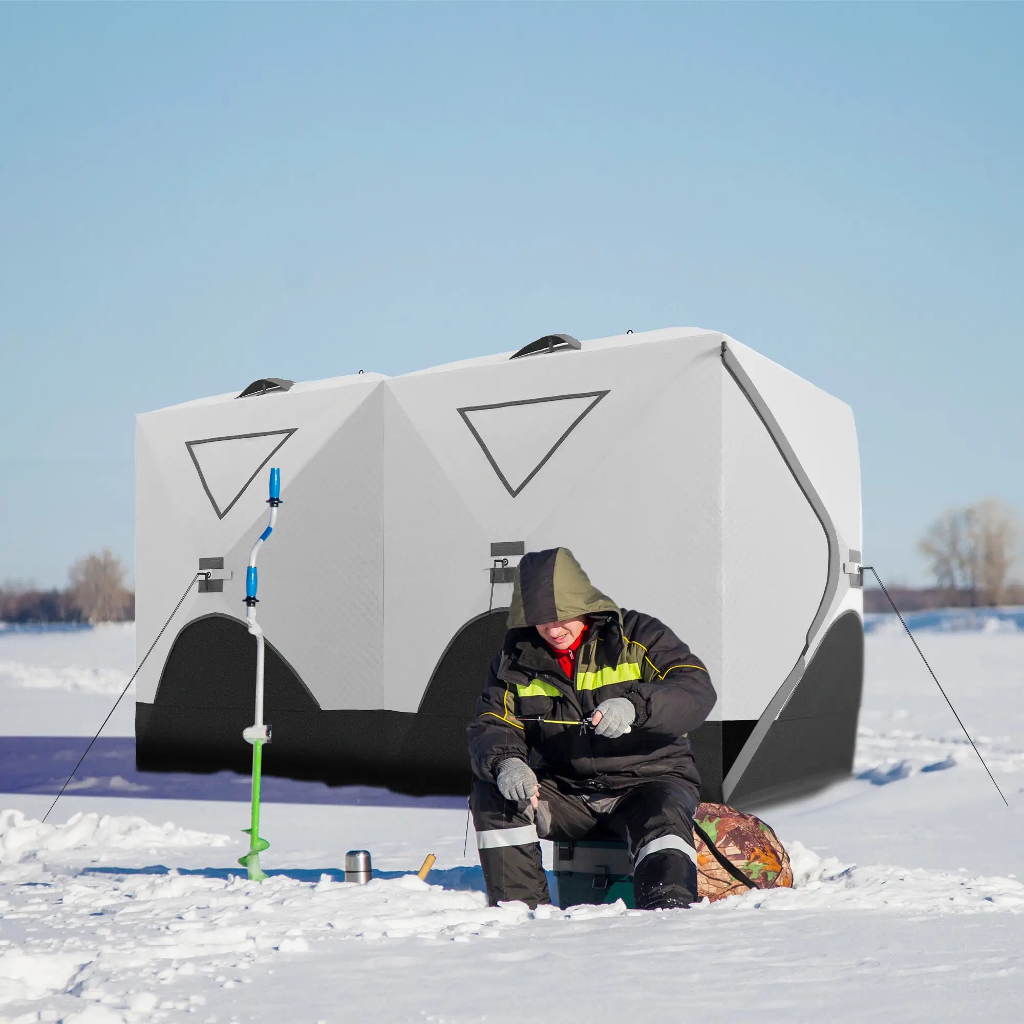 8-Person Ice Fishing Tent, Insulated, Ventilation Windows, Carry Bag, -22℉, Grey Ice Fishing Tents at Gallery Canada