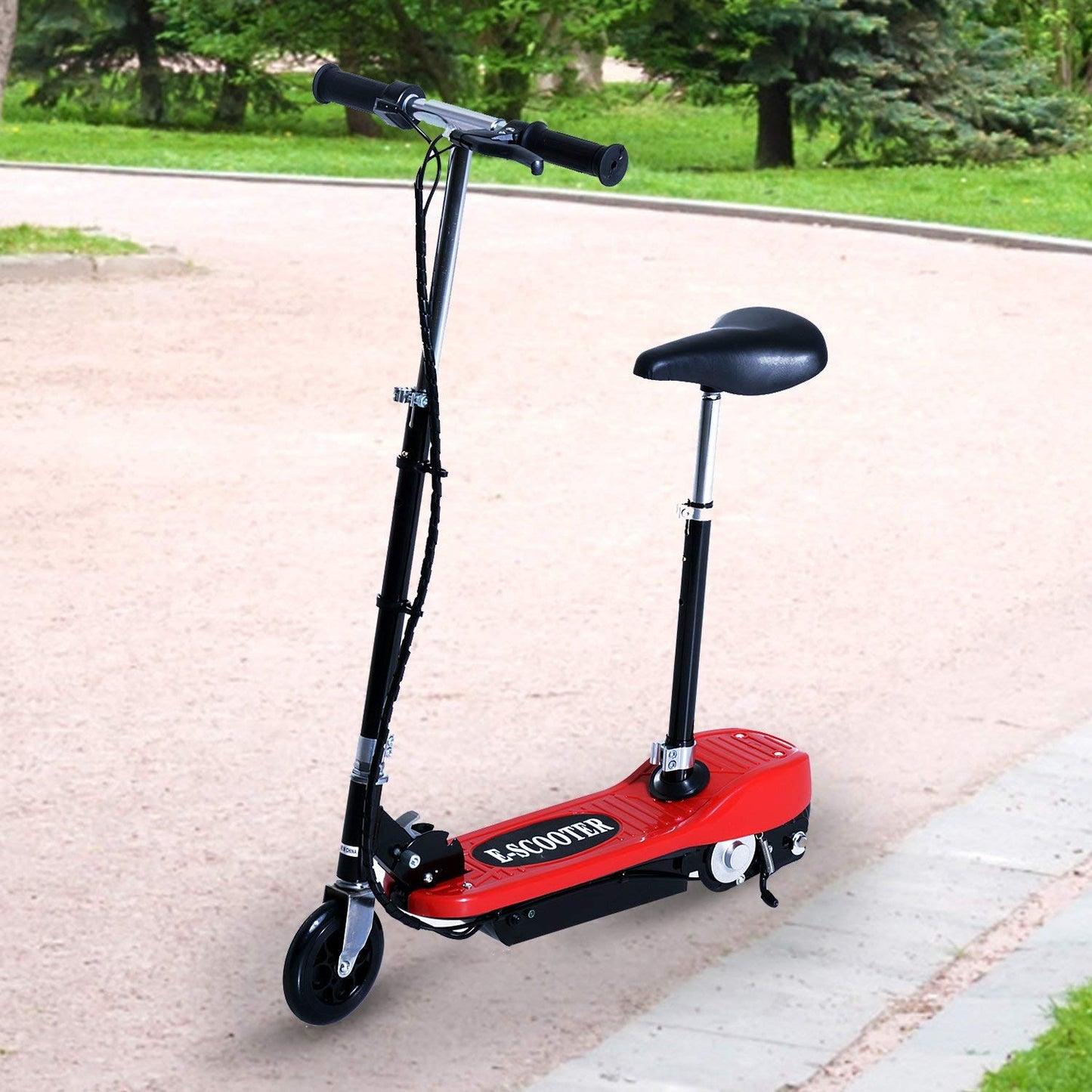 Electric Adjustable Folding Seated E-Scooter Battery Powered Motorized Bike Red at Gallery Canada