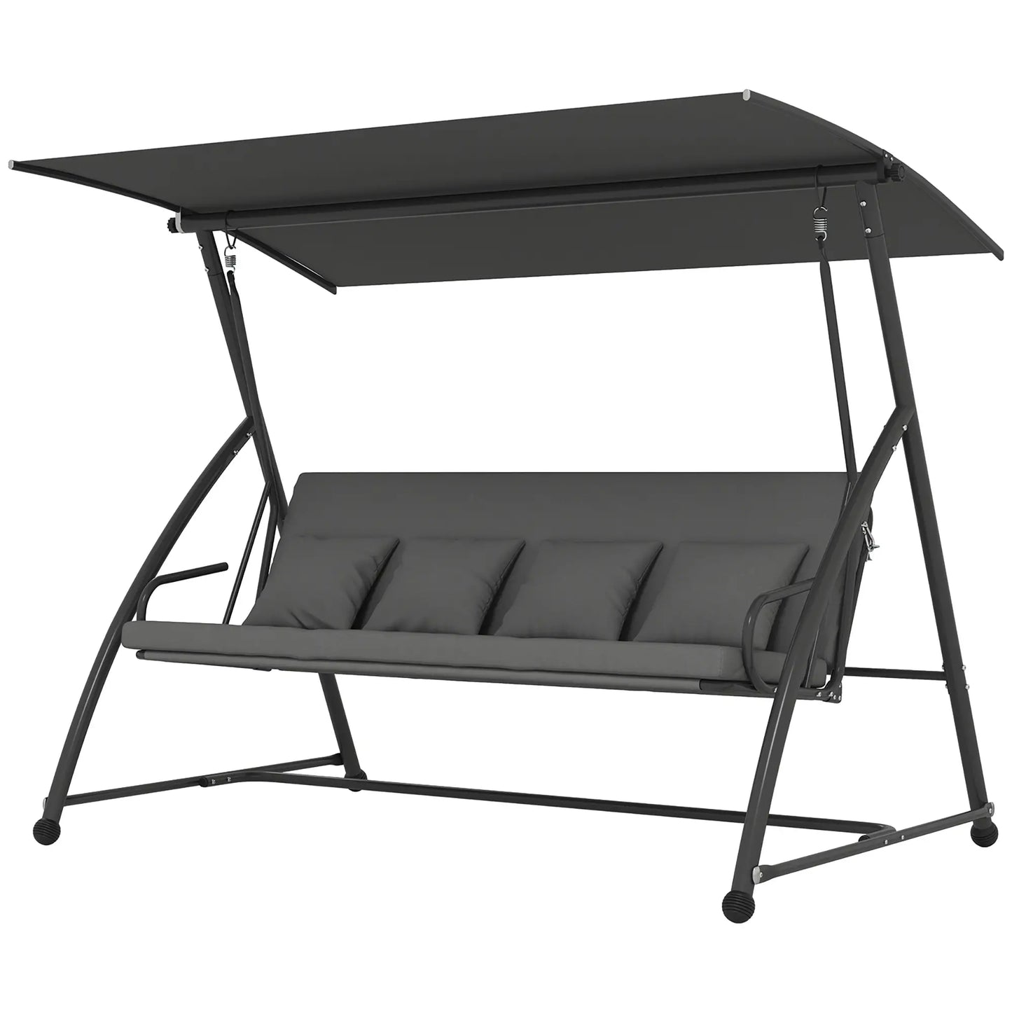 3 Person Patio Swing Chair, Convertible Hammock, Outdoor Lounge Bed, Dark Grey Porch Swings with Canopy Dark Grey at Gallery Canada