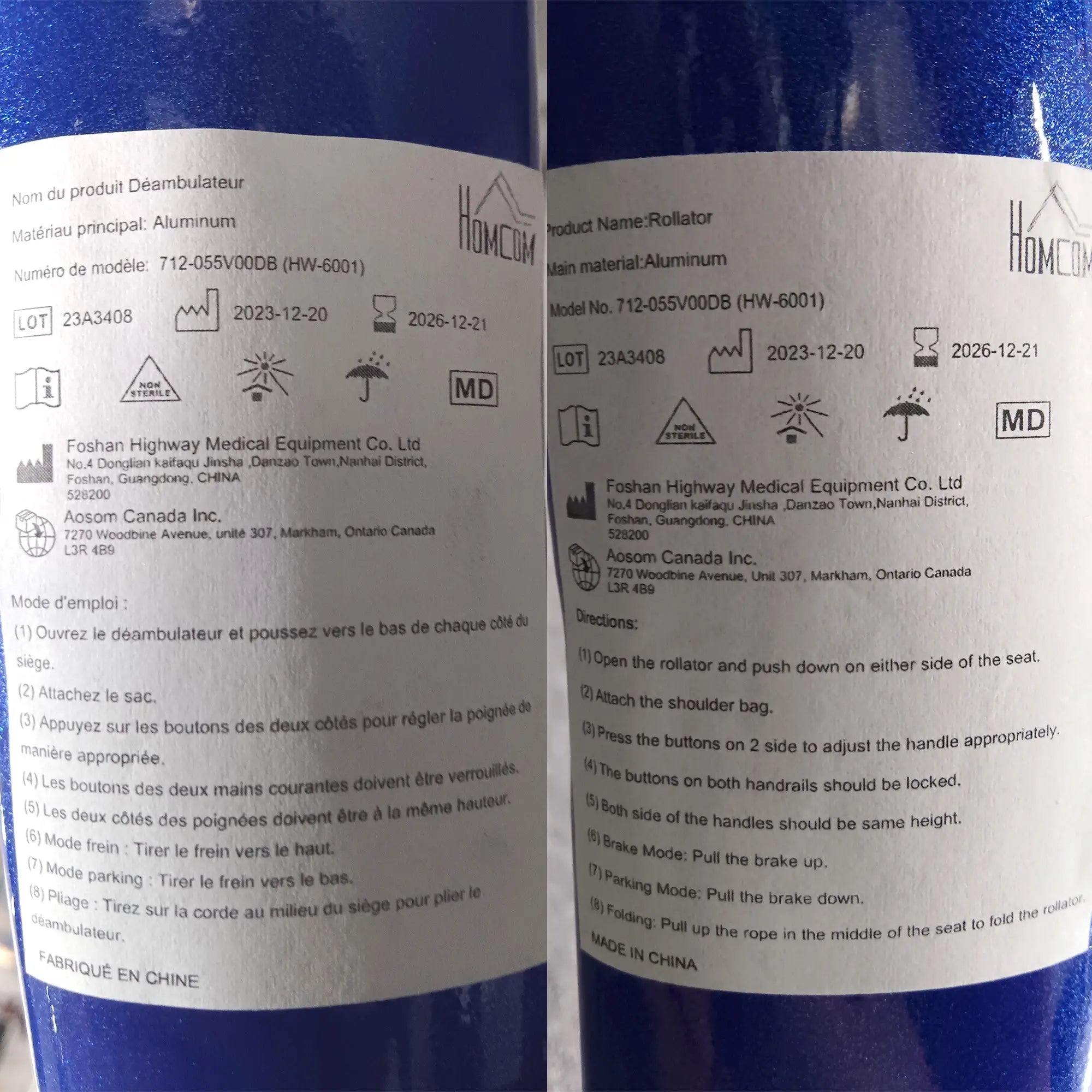 Senior Rollator with Seat, Back, Cane Holder, Adjustable Handle, Blue Knee Walker & Wheelchair Ramps at Gallery Canada