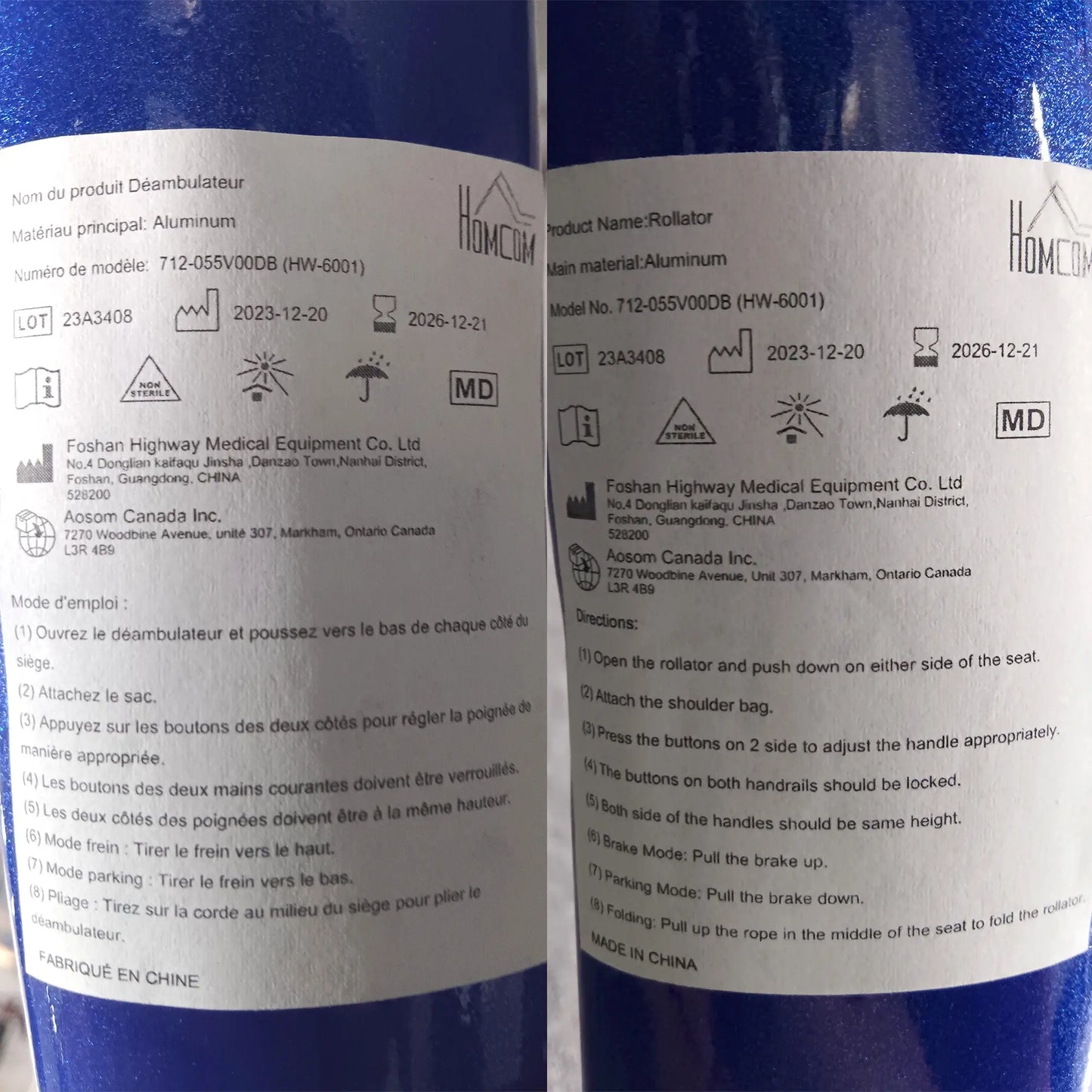 Senior Rollator with Seat, Back, Cane Holder, Adjustable Handle, Blue Knee Walker & Wheelchair Ramps at Gallery Canada