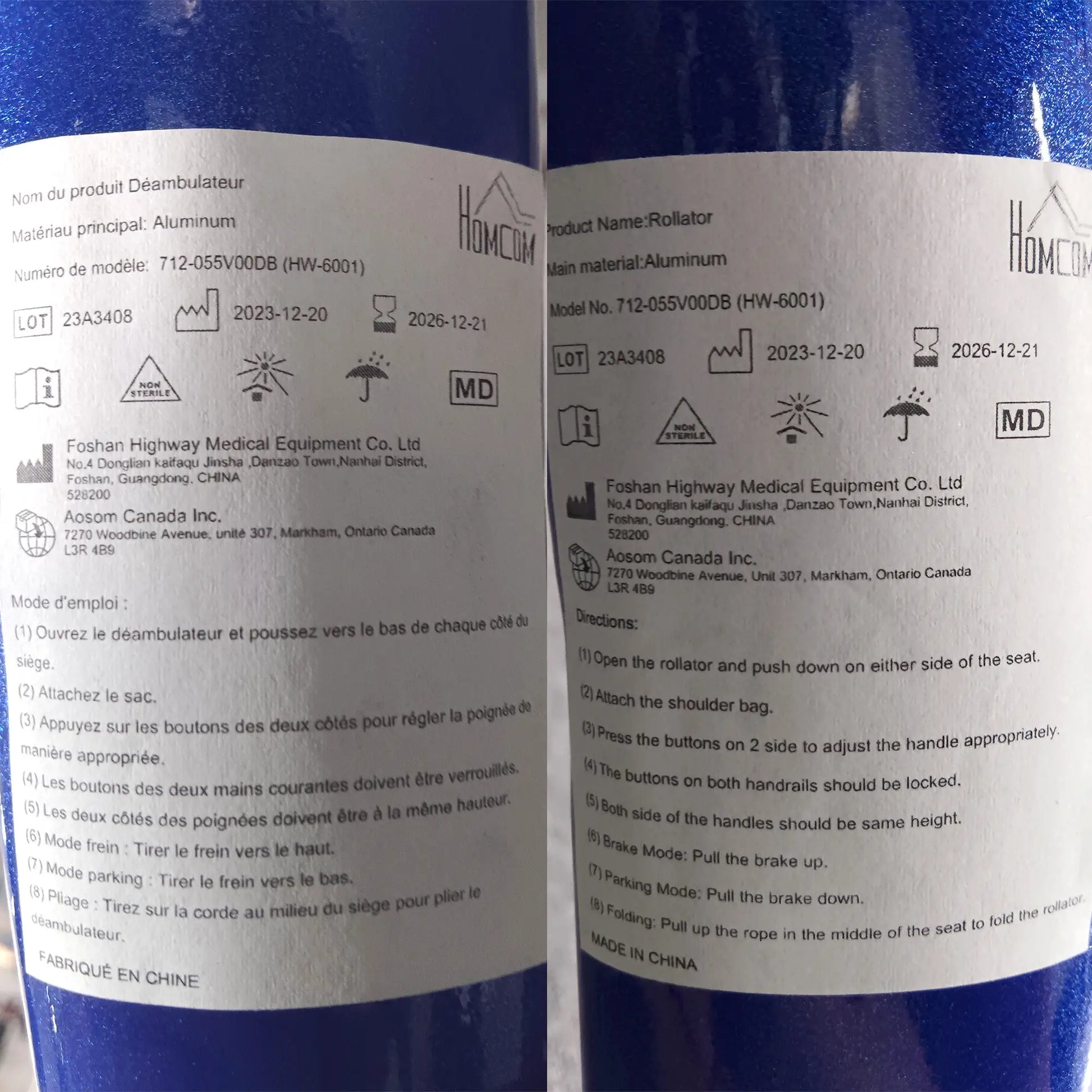 Senior Rollator with Seat, Back, Cane Holder, Adjustable Handle, Blue Knee Walker & Wheelchair Ramps at Gallery Canada