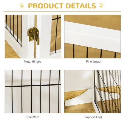 Wooden Freestanding Pet Gate, 2 Support Feet, White Houses, Kennels & Pens at Gallery Canada