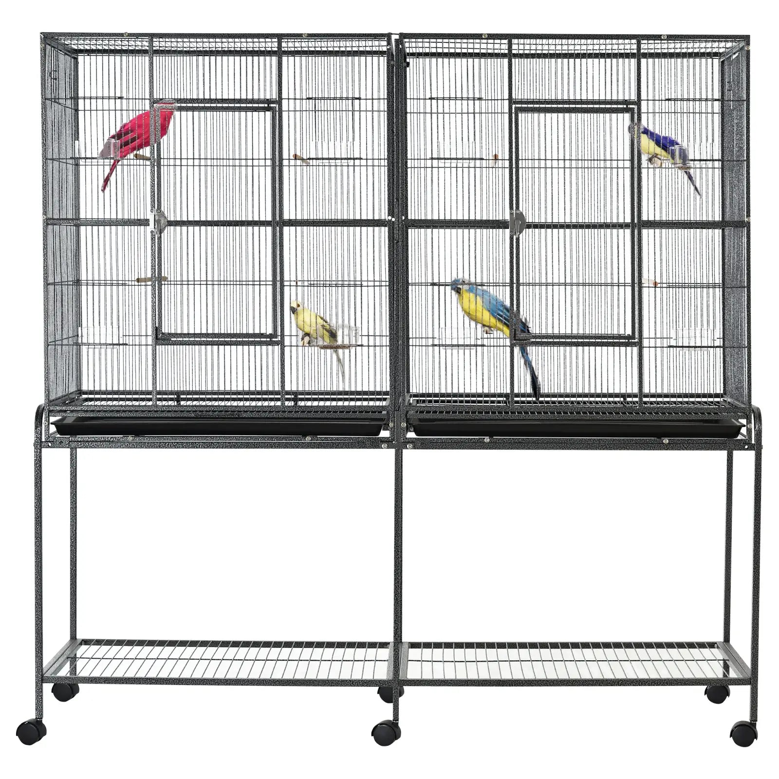 64" Extra Large Bird Cage, Rolling Metal Parrot Cage, 62.8" x 18.9" x 64.2" Bird Cages at Gallery Canada