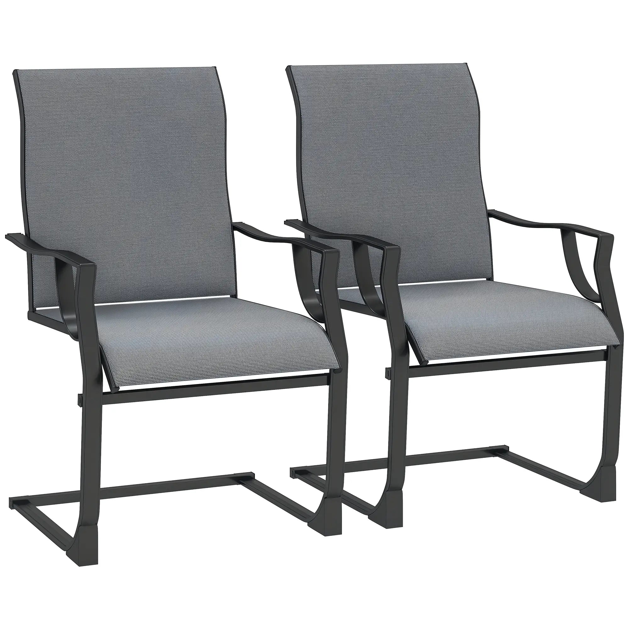 Spring Motion Patio Chairs Set Of 2, Curved High Backrest, All Weather Fabric, Metal Frame Outdoor Dining Sets at Gallery Canada