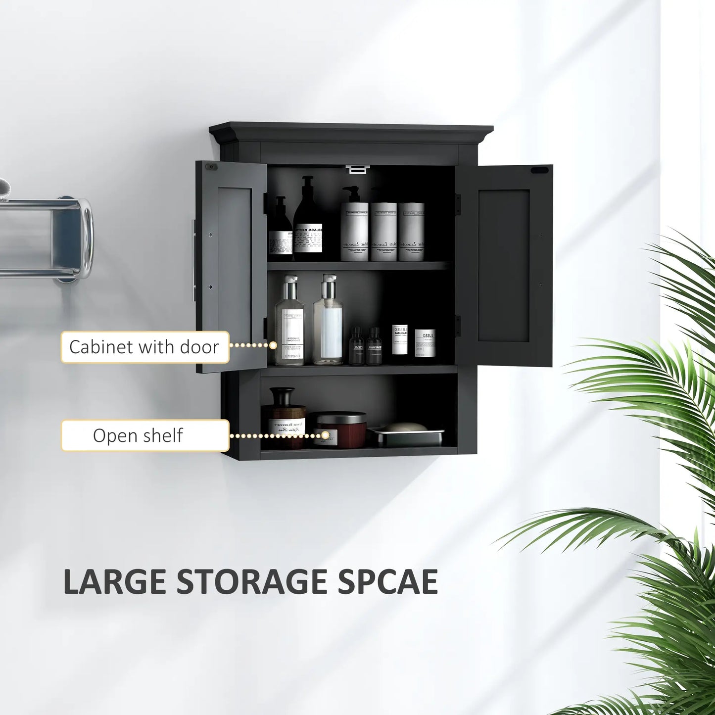 Bathroom Wall Cabinet, Medicine Storage with Shelf, Black Bathroom Cabinets at Gallery Canada