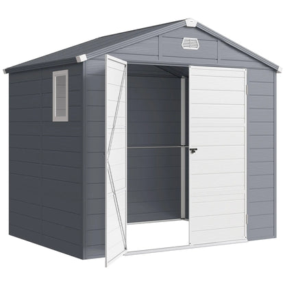Small Garden Shed, Latch Door, Vents, Sloped Roof, 8x6, Light Grey Sheds at Gallery Canada