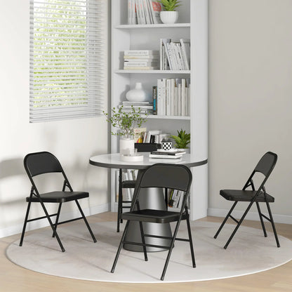 Set of 4 Metal Foldable Chairs, PU Leather Padded, Black Bar Stools at Gallery Canada