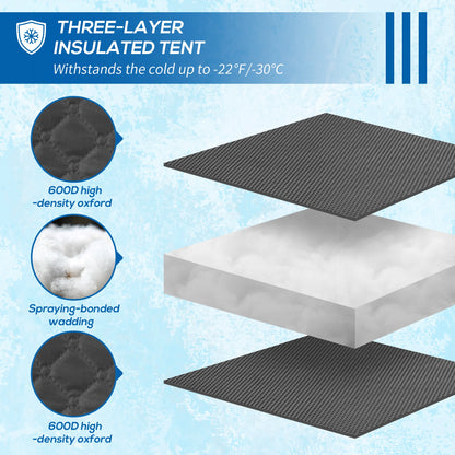 4 Person Insulated Ice Fishing Shelter, Pop-Up Tent with Carry Bag, 2 Doors, Black Ice Fishing Tents at Gallery Canada