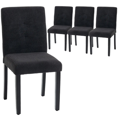 Modern Dining Chairs Set Of 4, Rubberwood Legs, Padded Seat, Black