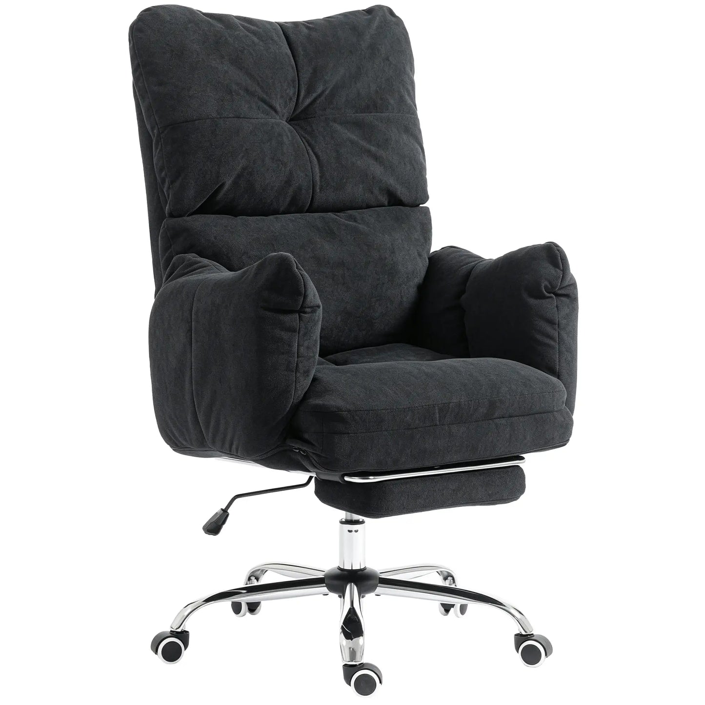 Ergonomic Office Gaming Chair With Foot Rest, Fabric, Black