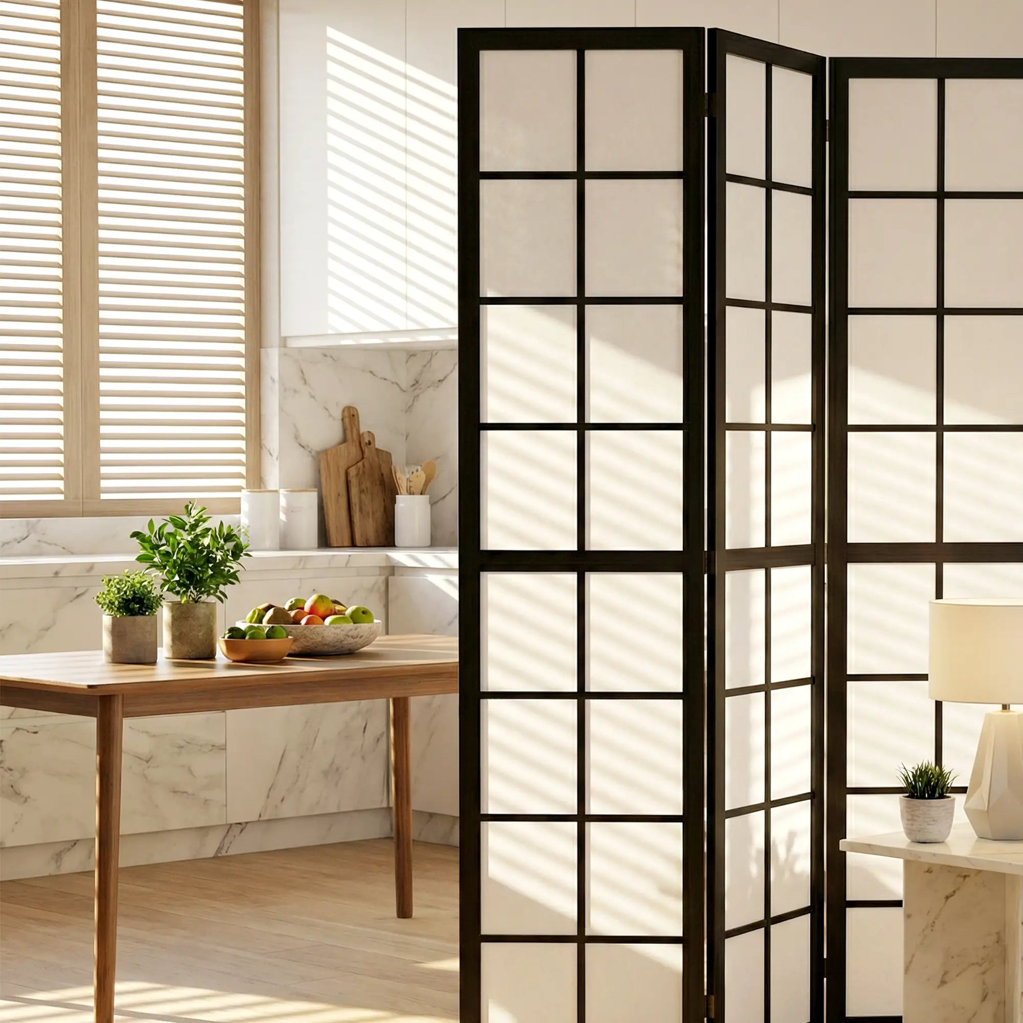 4 Panel Room Divider, 5.6 ft, Folding Wall Partition, Black Room Dividers at Gallery Canada
