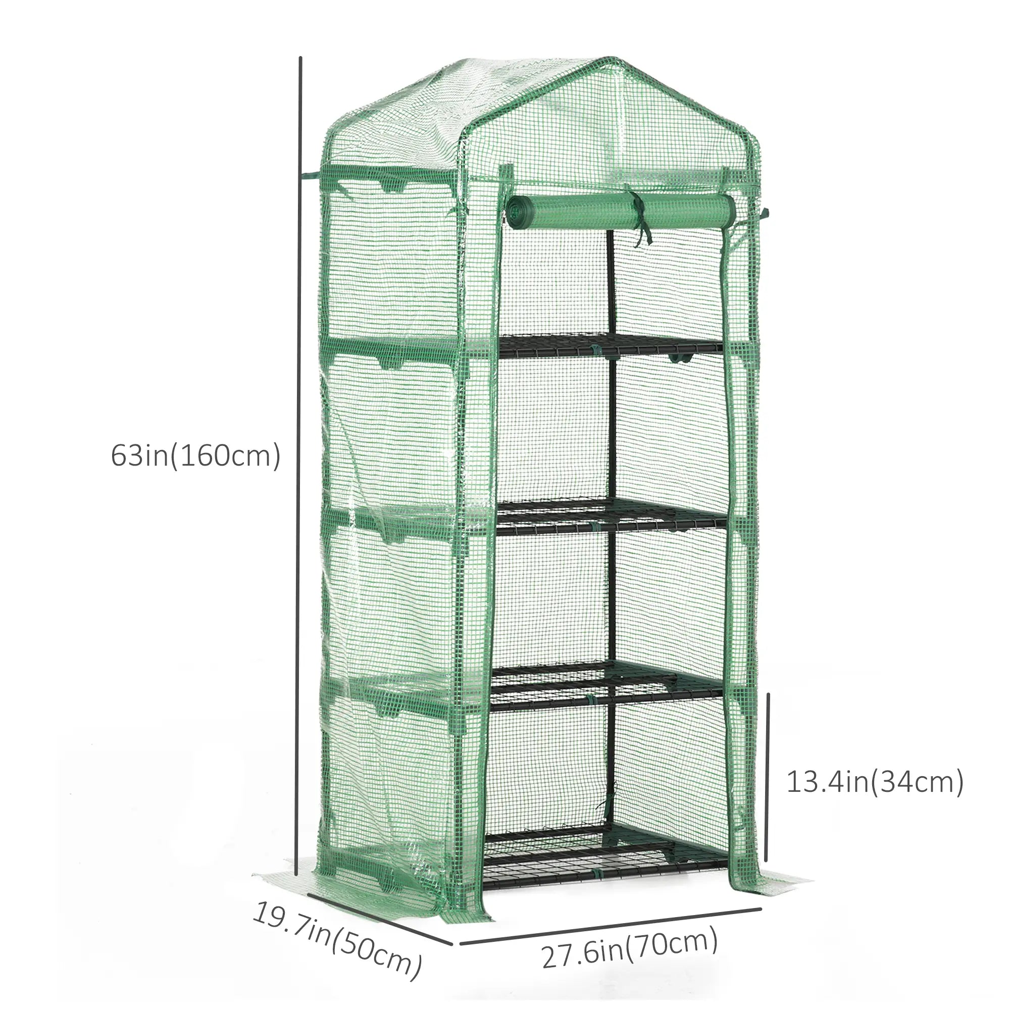 Portable Greenhouse, 4 Tier Shelves, Steel Frame, PE Cover, Dark Green Portable Greenhouses at Gallery Canada