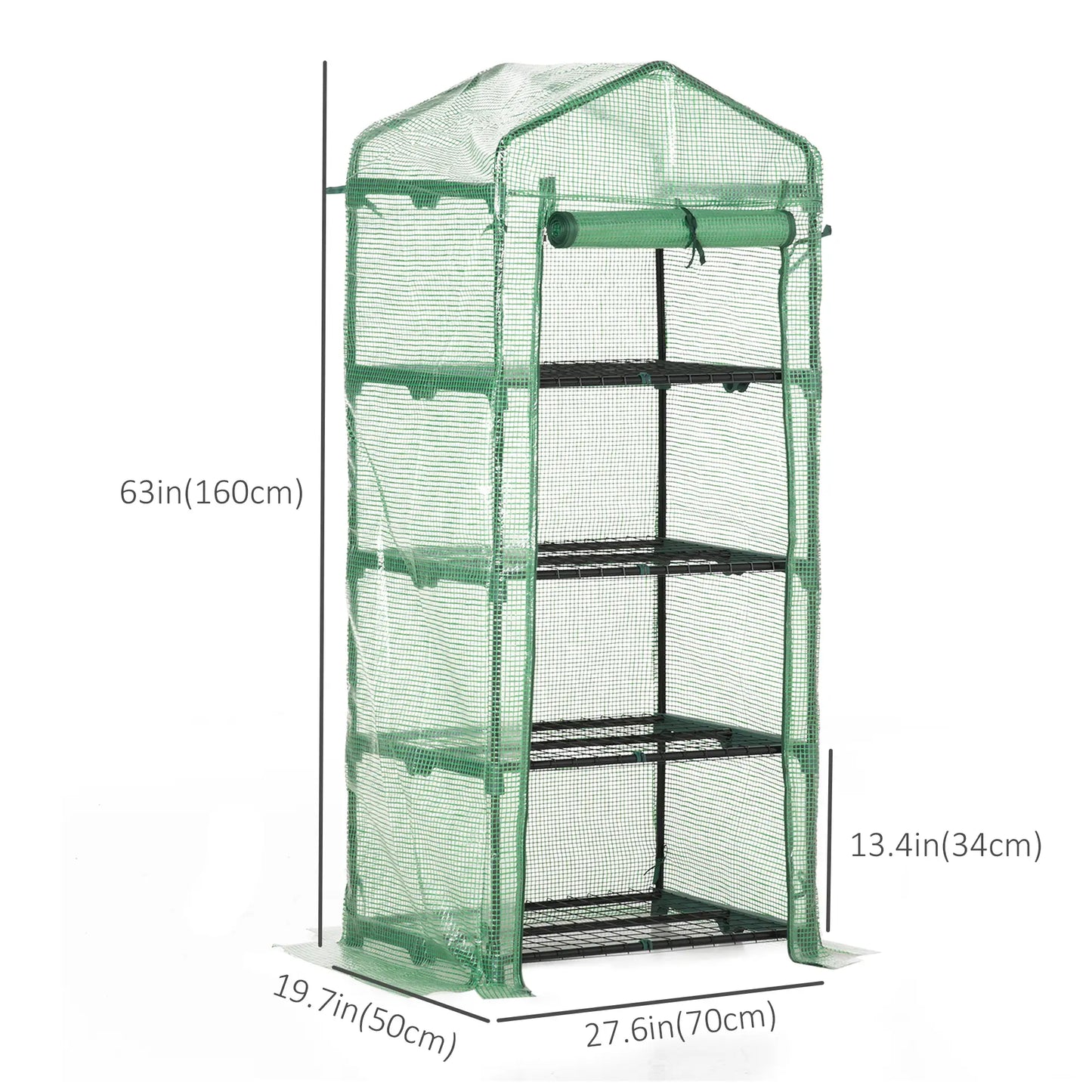 Portable Greenhouse, 4 Tier Shelves, Steel Frame, PE Cover, Dark Green Portable Greenhouses at Gallery Canada