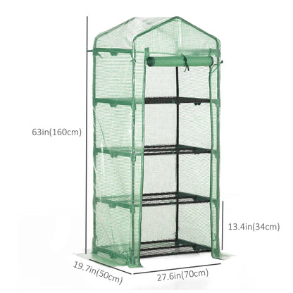Portable Greenhouse, 4 Tier Shelves, Steel Frame, PE Cover, Dark Green Portable Greenhouses at Gallery Canada