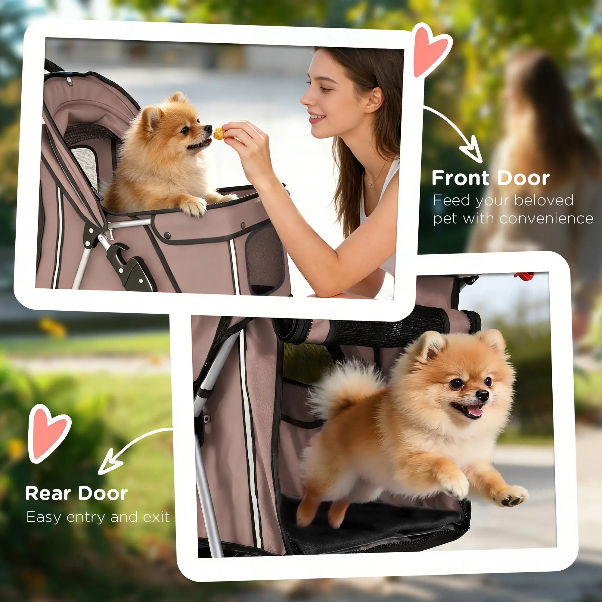 Foldable Pet Stroller, Wheels, Reflective Strips, Brake, Pad, Basket, Coffee Dog Bike Trailers & Strollers at Gallery Canada