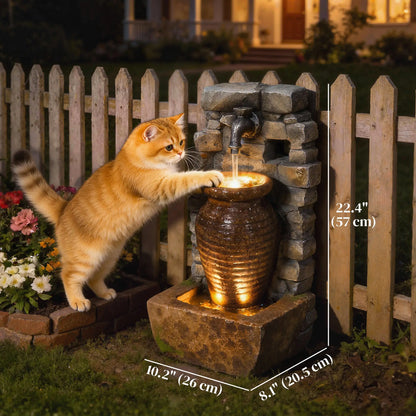 Outdoor Garden Fountain, Adjustable Water Flow, LED Lights, Rustic Urn Design Water Fountains at Gallery Canada