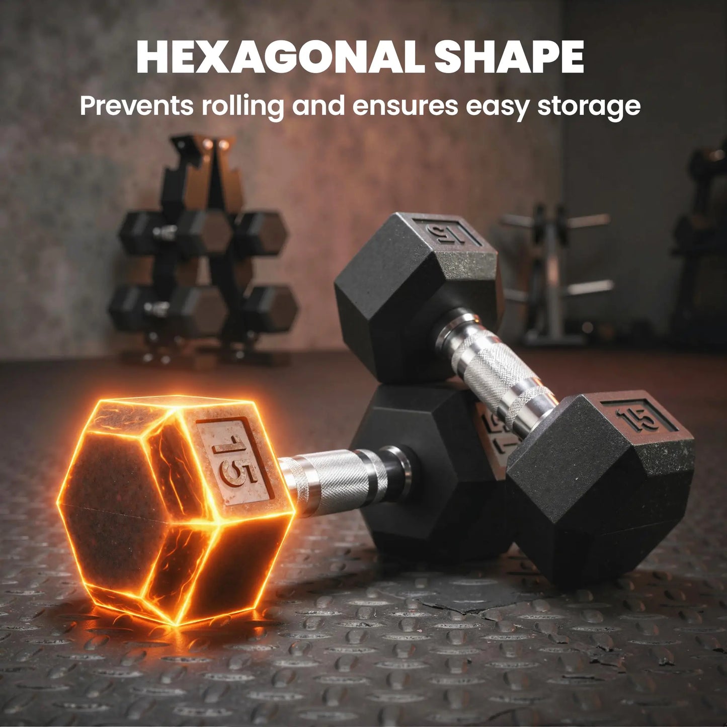 120Lbs Rubber Coated Hex Dumbbell Set With Vertical Rack, Rubber Dumbbells & Barbells at Gallery Canada