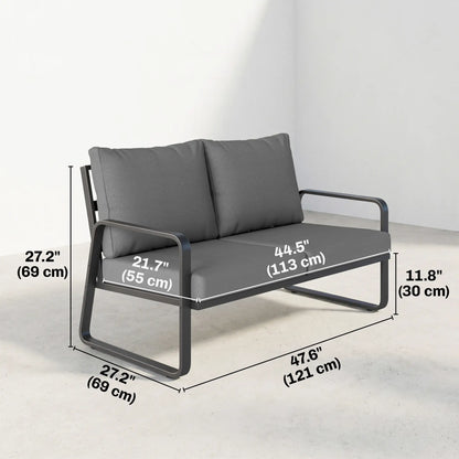 Outdoor Sofa, Thick Cushions, Patio Loveseat, 2 Seater, Black And Light Grey Patio Furniture Sets at Gallery Canada