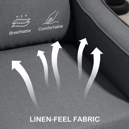 Modern Loveseat Sofa, Pocket Spring, Linen Upholstered, Charcoal Grey 2-Seater Sofas at Gallery Canada