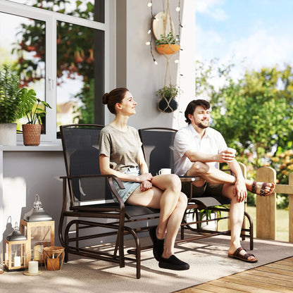 2 Person Patio Glider Rocking Chair, Outdoor Loveseat, Black Outdoor Gliders at Gallery Canada
