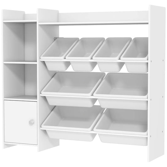 Kids Bookshelf And Toy Organizer, 8 Removable Bins, White Bookshelves & Bookcases White at Gallery Canada