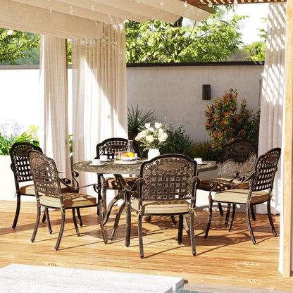 7-Piece Outdoor Dining Set, Aluminum Table and Chairs, 6-Person, Bronze Outdoor Dining Sets at Gallery Canada