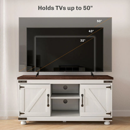 TV Stand And Coffee Table Set, 50" TV Console, Distressed White, White TV Stands at Gallery Canada