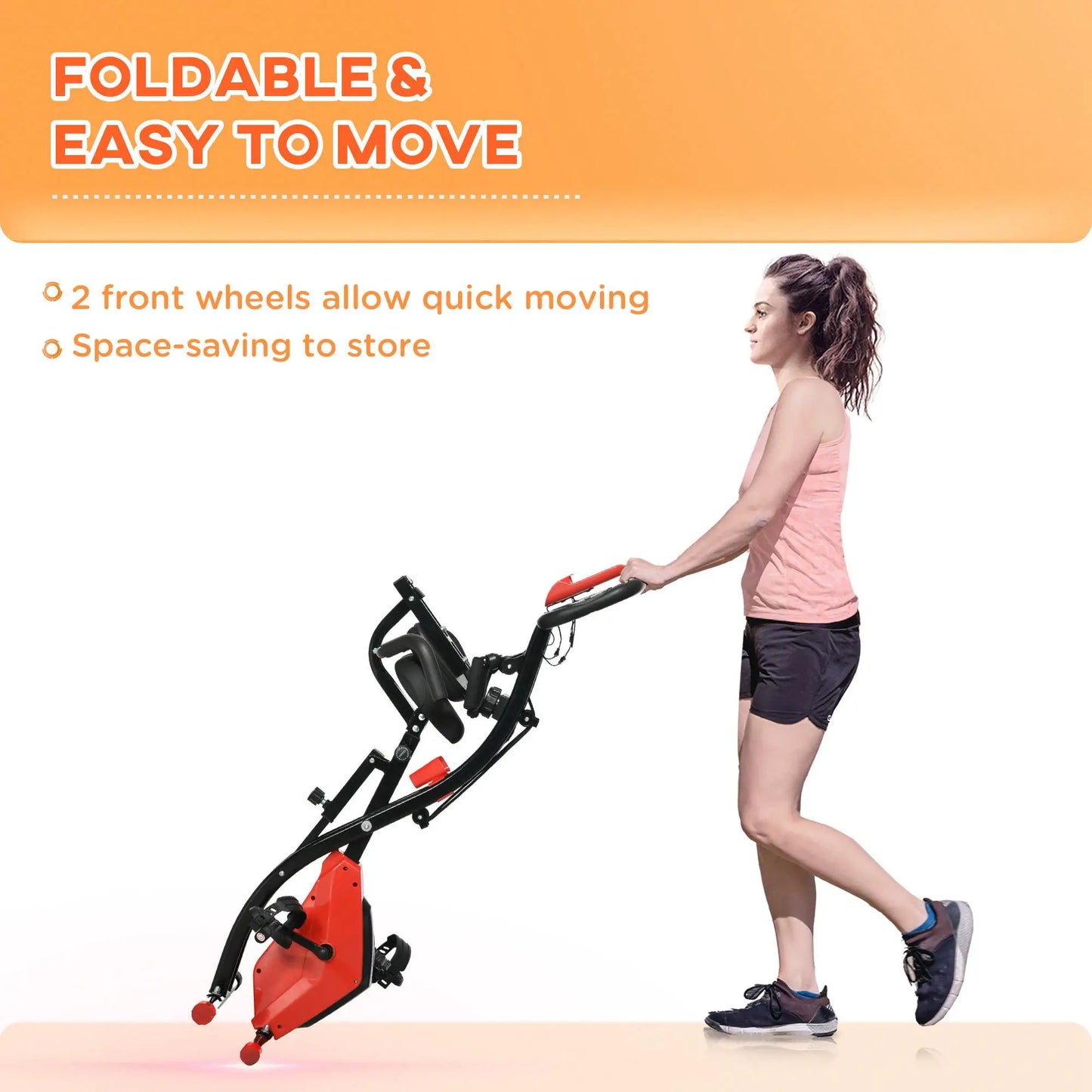 3 in 1 Folding Exercise Bike, 8-Level Magnetic Resistance, Adjustable Seat, Red Exercise & Stationary Bikes at Gallery Canada