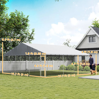 Heavy Duty Outdoor Dog Kennel, Waterproof Roof, Secure Latch, 19.7' x 19.7' x 8.9' Dog Kennels at Gallery Canada