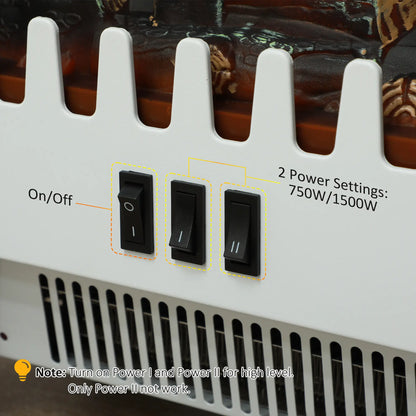 Freestanding Electric Fireplace Heater, Overheat Protection, Realistic Flame, 750W/1500W, White Electric Fireplaces at Gallery Canada