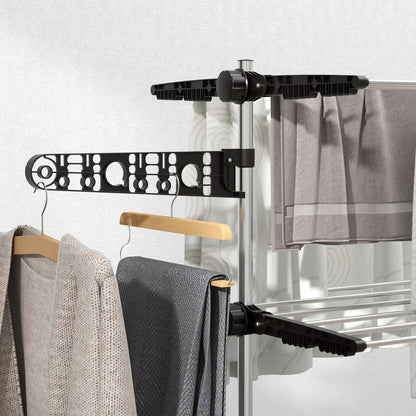 Stainless Steel Folding Clothes Drying Rack, Side Wings, Castors, Indoor Outdoor, Black Bath Accessories at Gallery Canada