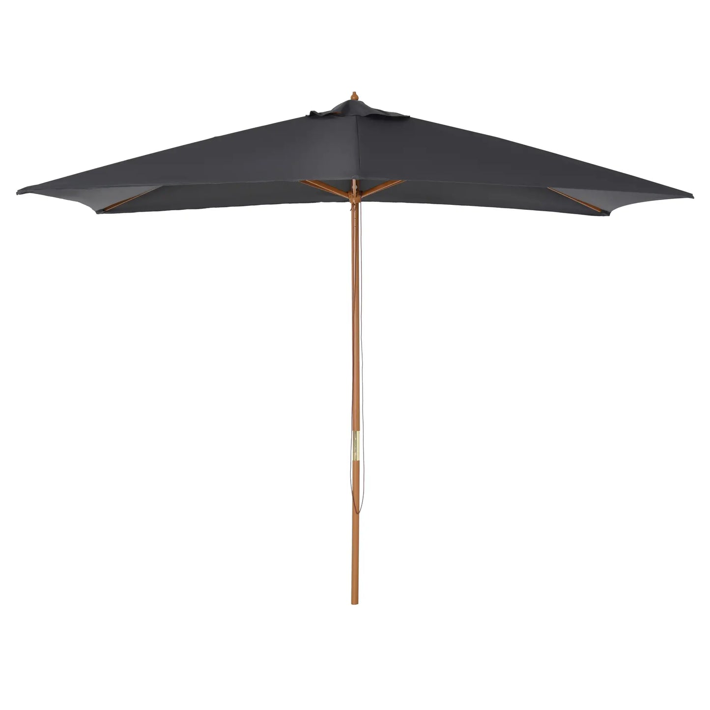 7' x 10' Dark Grey Wooden Patio Umbrella, Outdoor Sunshade Canopy, Dark Grey Sun Umbrellas at Gallery Canada